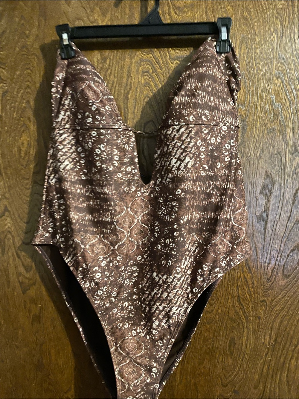 No Boundaries Brown Patterned Women’s One-Piece Swim Bodysuit